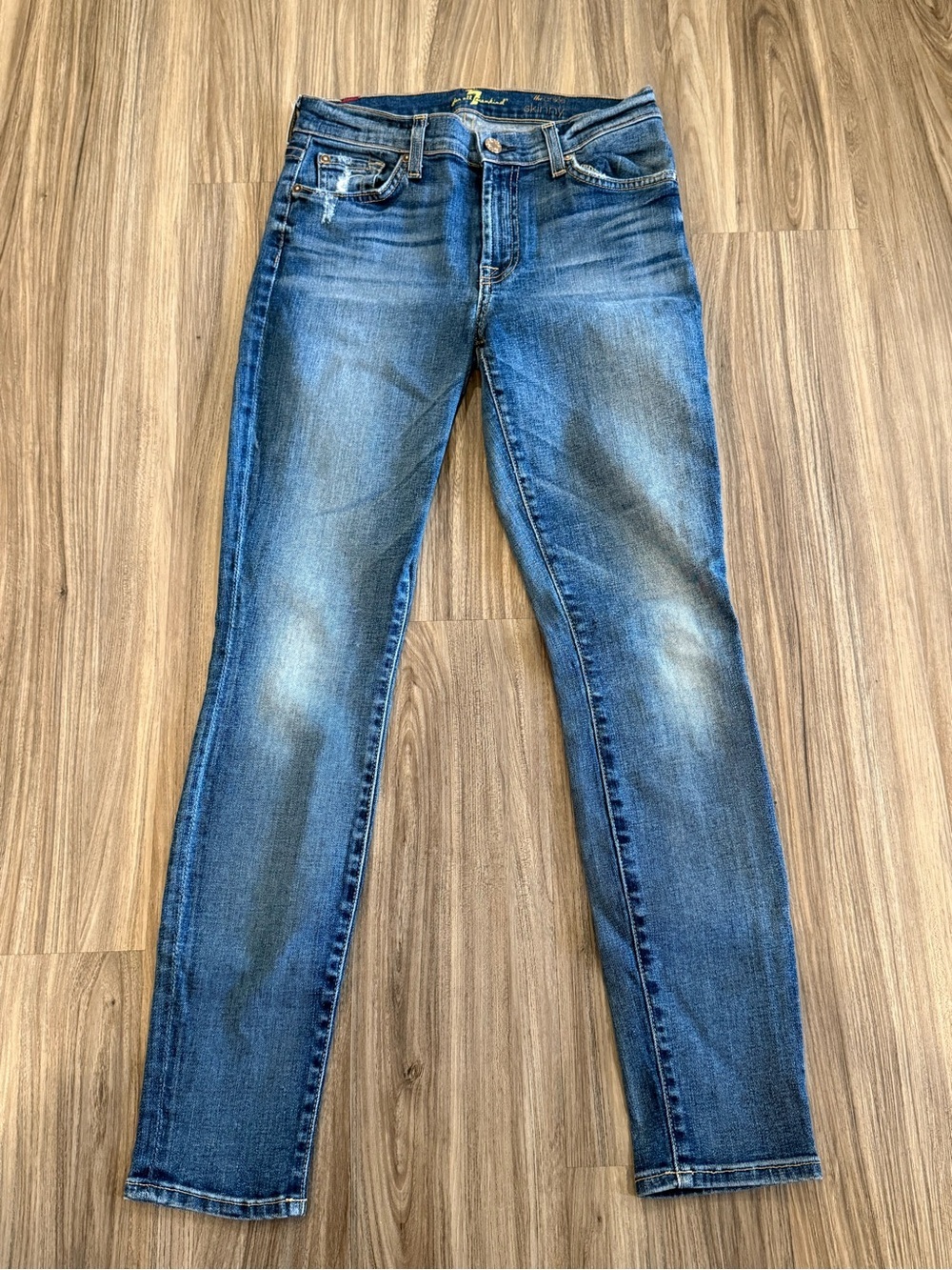 7 For All Mankind Women's The Ankle Skinny Jeans in Classic Blue Wash